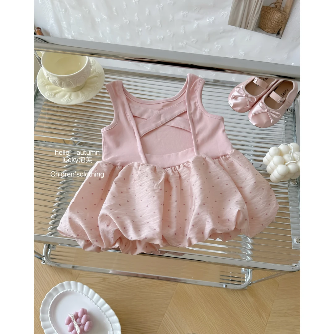 【lucky泡芙】嘿甜心!女童波点花苞裙夏季25新品洋气女宝露背连衣裙