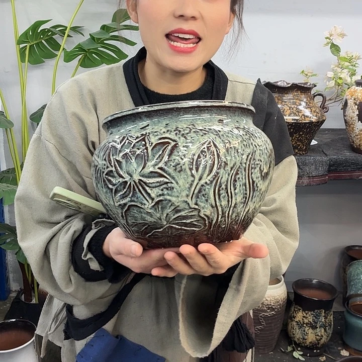 19×16 -粗陶花盆有孔-买买买