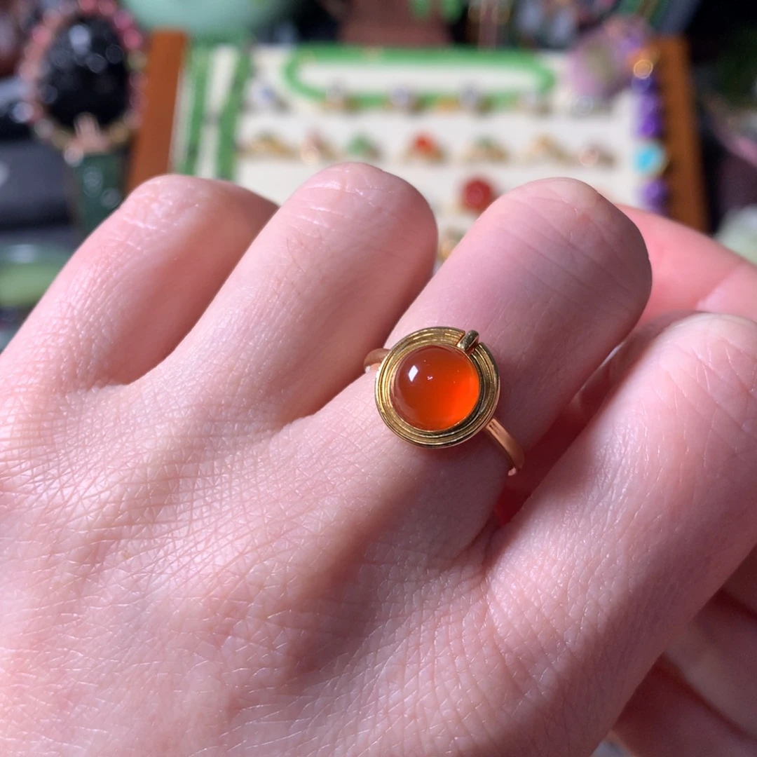 南红玛瑙戒指18K金镶嵌西***嘻SL0002