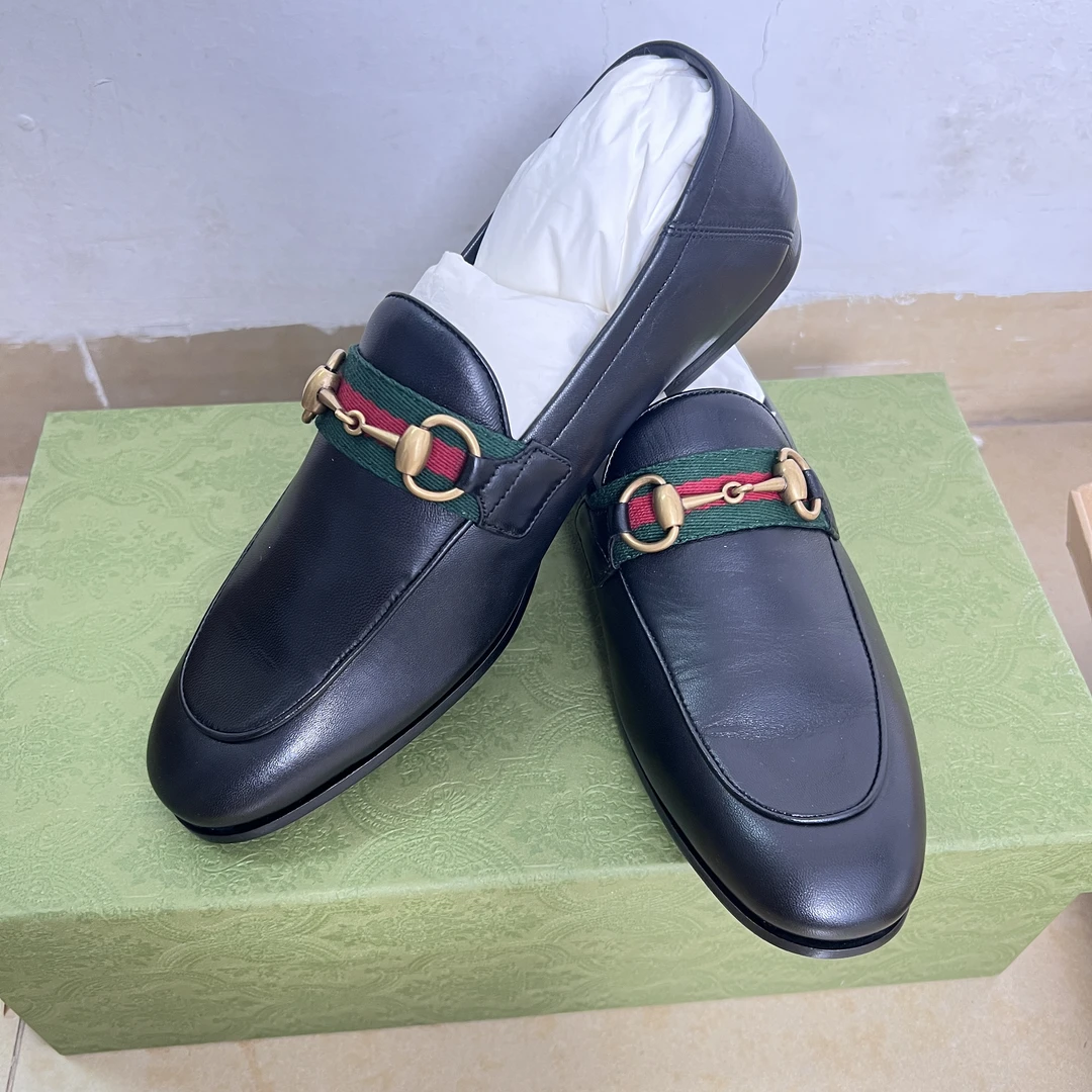 全新未使用 GUCCI/古驰 百搭经典马衔扣黑色乐福鞋39码