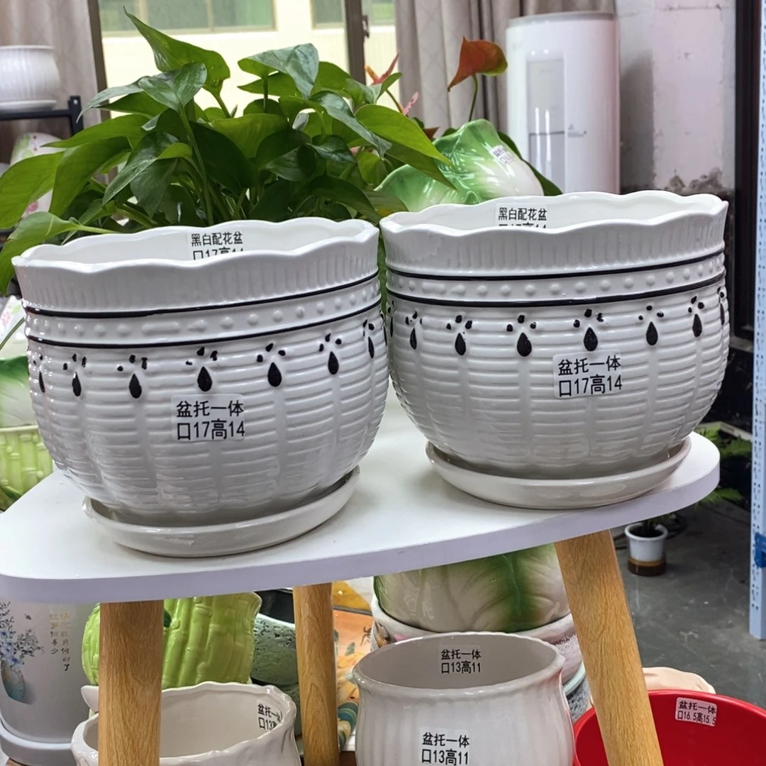 陶瓷@陶瓷花盆@@黑白配
