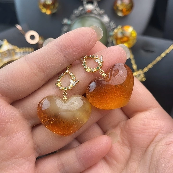 琥珀银S925镶嵌裸石