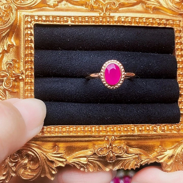 戒指银S925镶嵌红宝石