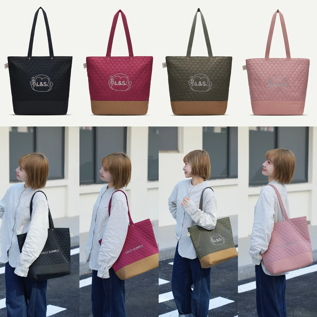 N004 秋冬包包休闲夹棉尼龙大容量托特单肩购物大包