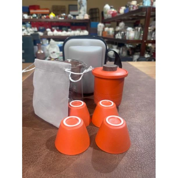 422器凰路宝爱马仕橙一壶四杯旅行茶具