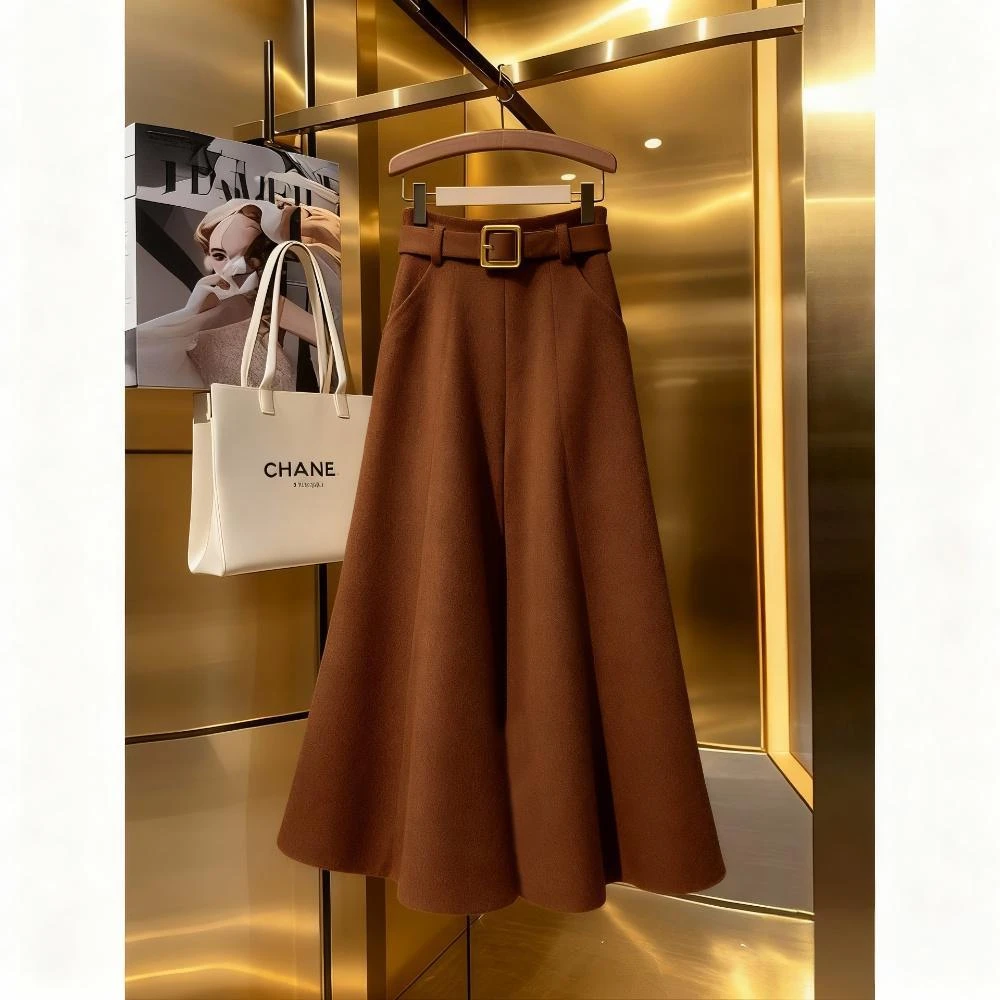 法式秋冬季时髦轻奢小众百搭宽松半身裙美拉德别致漂亮A字伞裙女