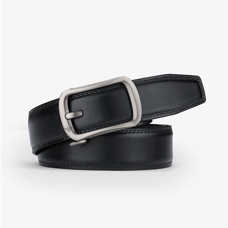 真牛皮休闲自动扣免打孔皮带复古时尚商务皮带男款爆款2025新款