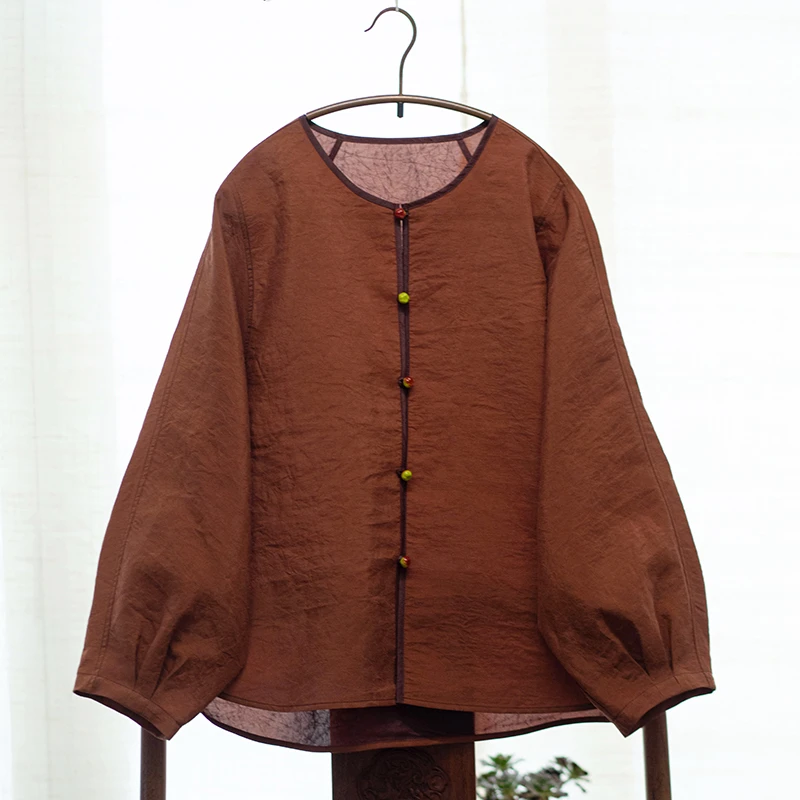 youyuansu/幽元素原创女装长袖短款复古国风宽松中式文艺上衣