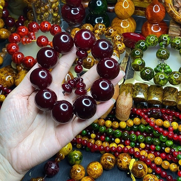 松木琥珀木文玩手串