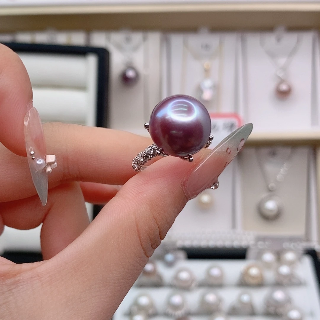 ****妖戒指银S925镶嵌淡水珍珠