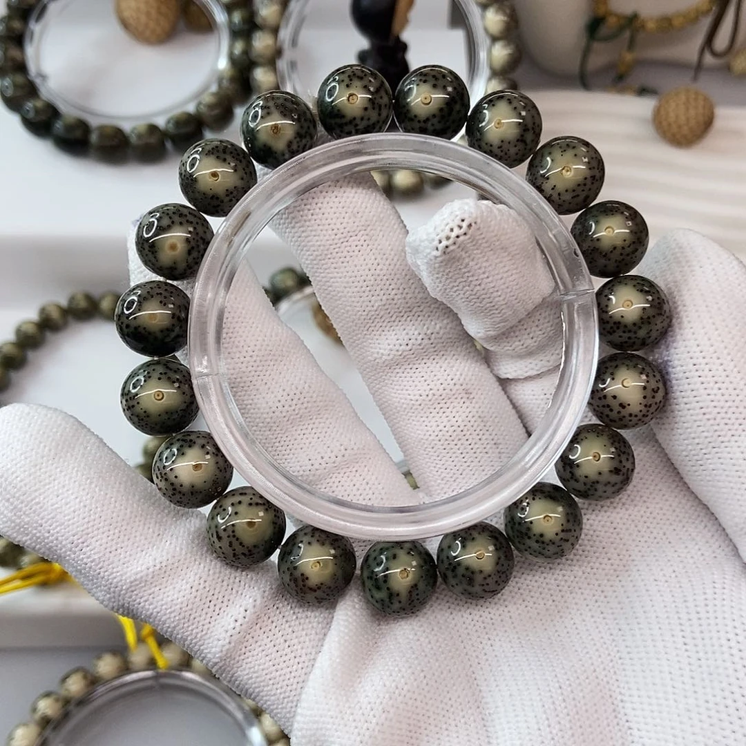 x***4星月菩提手串12帝王绿双白圆珠59