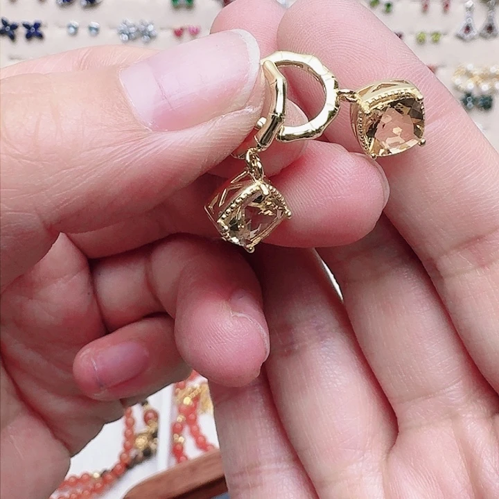 水晶耳饰银S925镶嵌耳钉A55