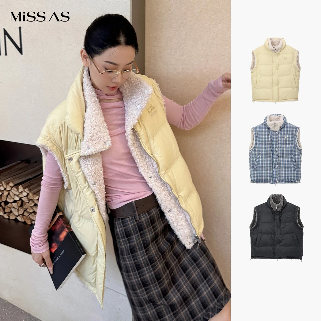 【AVVENN】简约百搭双面穿摇粒绒立领厚马甲外套女25冬MISSAS买手店