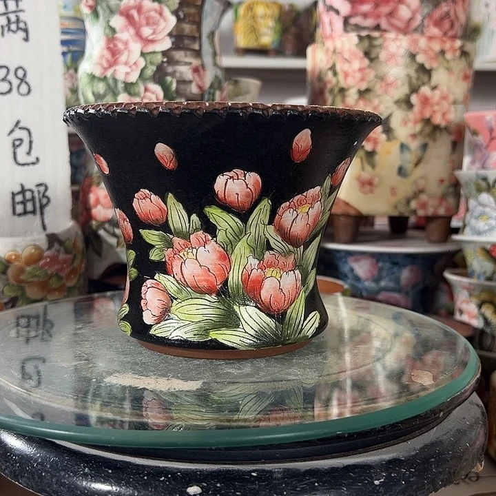 景德镇手绘花盆满38包邮偏远地区除外