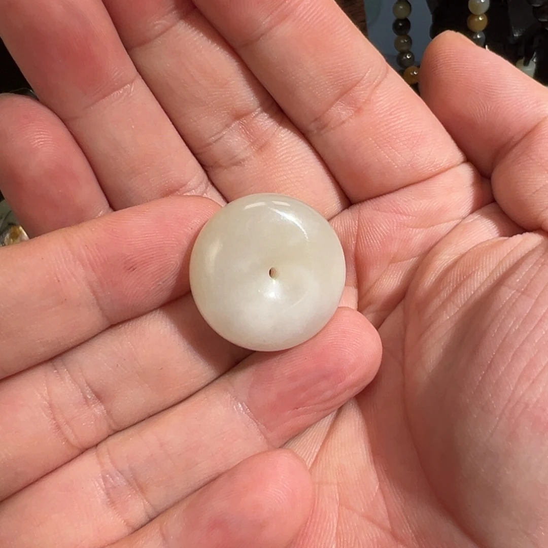 和田玉未镶嵌颈饰青海冰白飘软棉 25/9.5mm