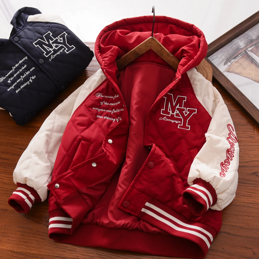 男童棉服外套秋冬季2025新中大童男孩夹棉加厚儿童装棒球服夹克潮