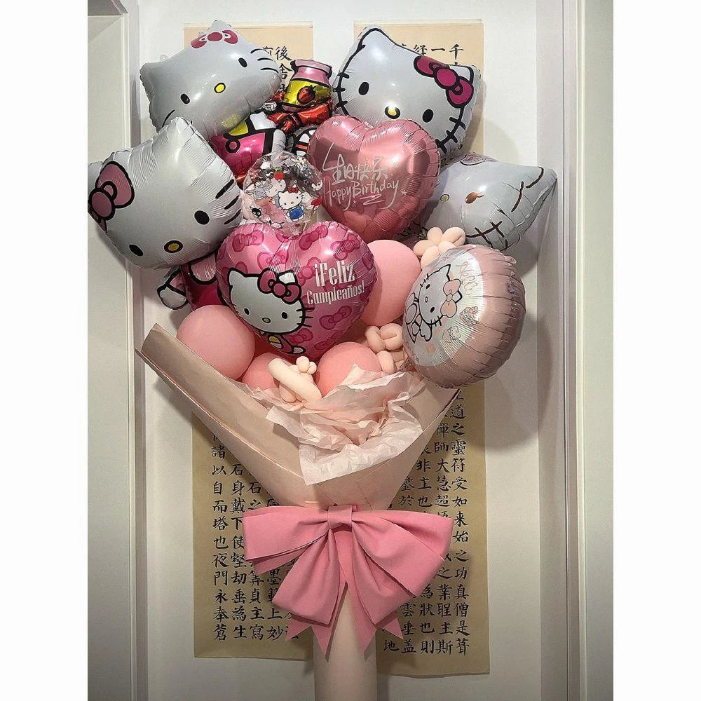hellokitty气球花束超大diy材料生日快乐七夕情人节哈喽kitty花束