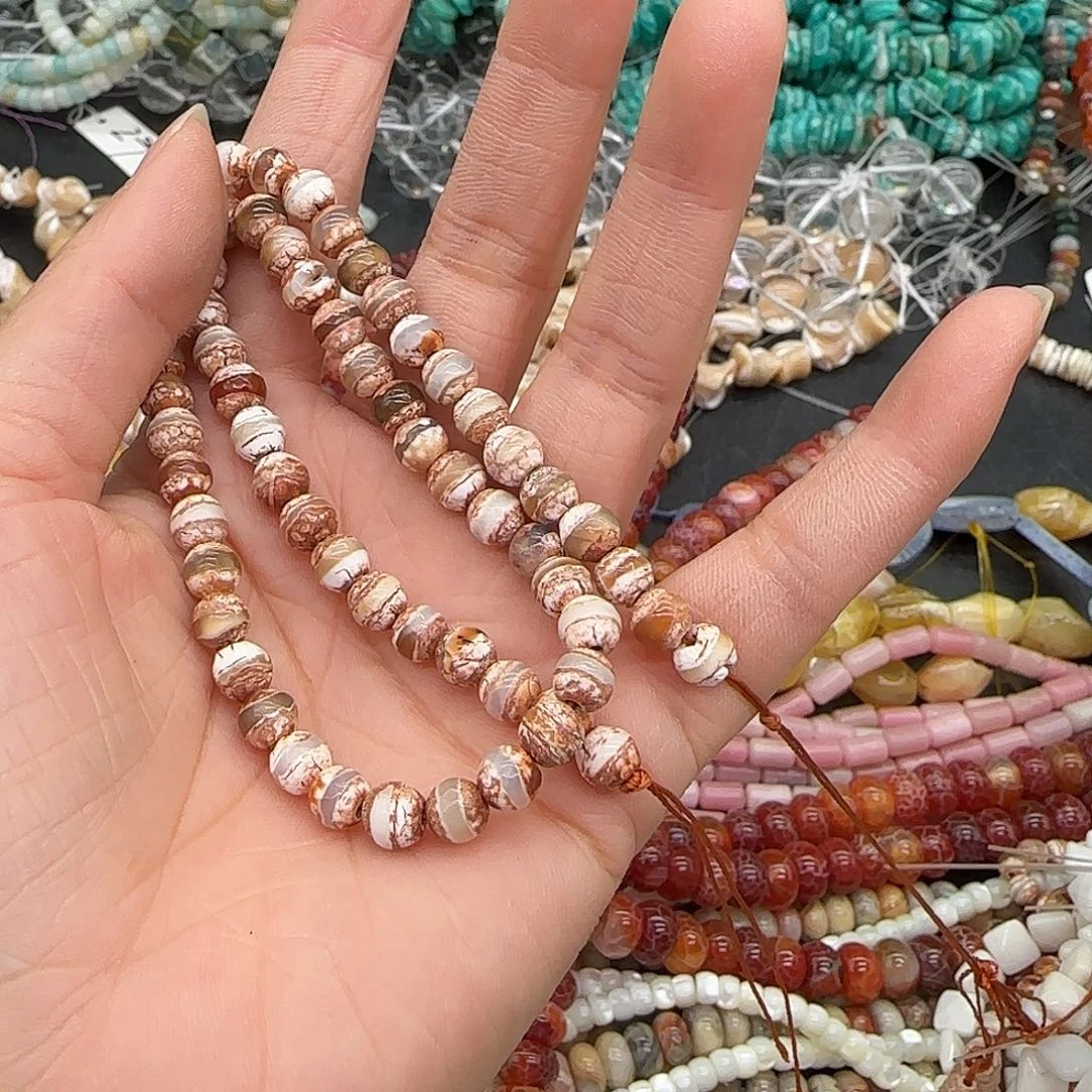 合金玛瑙/玉髓珠宝半成品一线黄玛瑙6mm一条