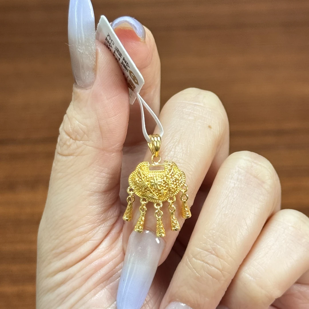 X【璎珞锁吊坠】--足金999精工5G