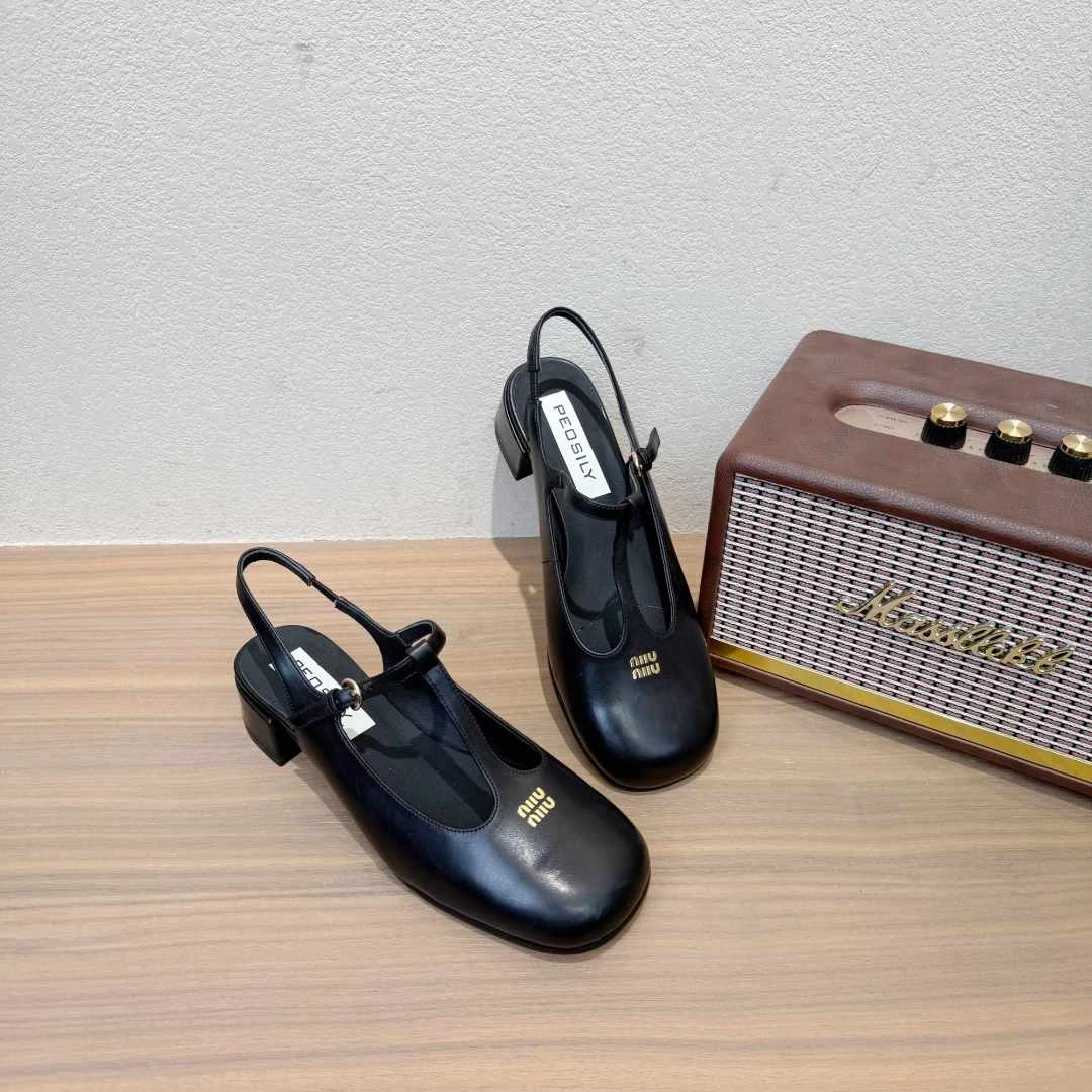 -2025春季法式百搭粗跟黑色增高单鞋女G970