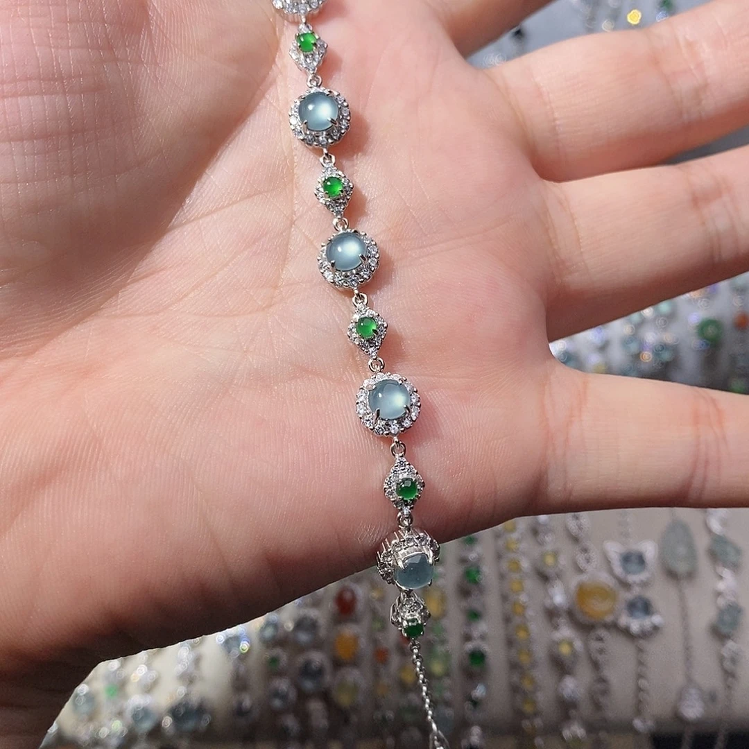 翡翠银S925镶嵌手链
