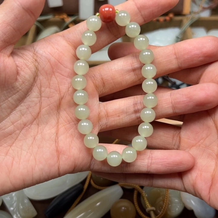 颈饰未镶嵌和田玉青海料手链8