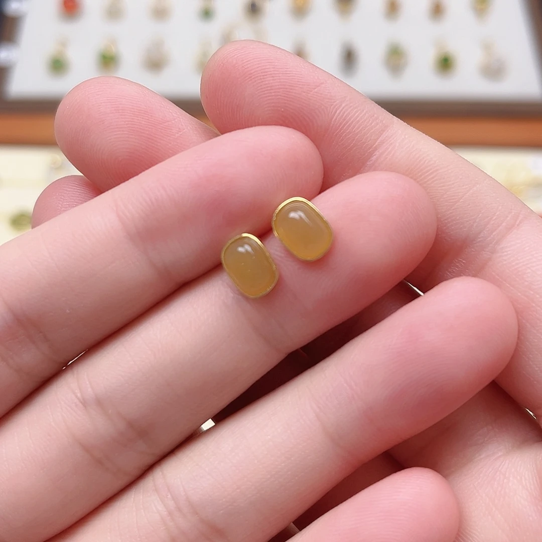 唯***一银S925镶嵌和田玉耳饰