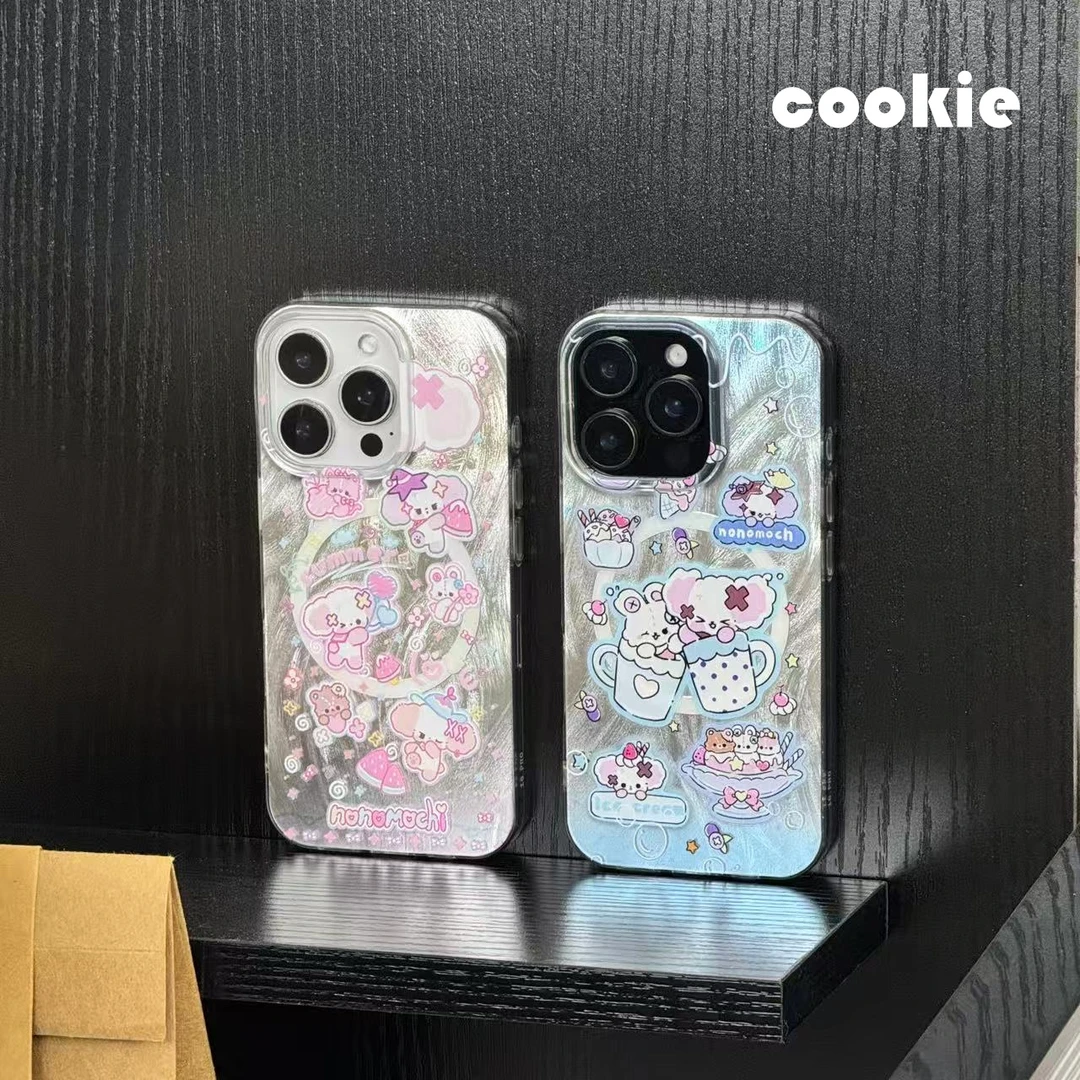 磁吸适用苹果16P/15P粉色动物合集ins少女小众可爱防摔烫银手机壳