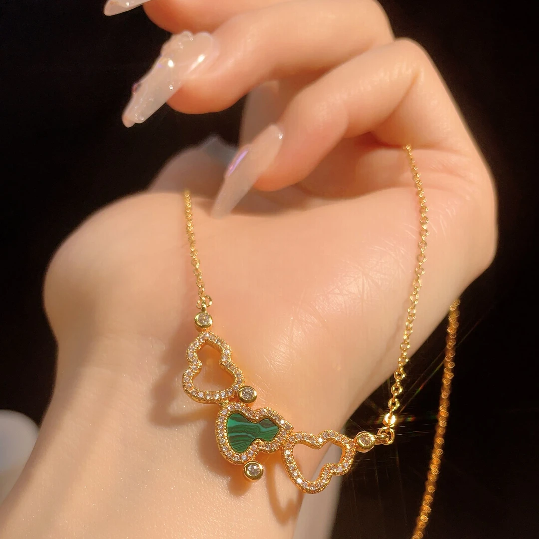 合金项链 【可心甄选】高定精工三葫芦项链轻奢时尚百搭精致小众