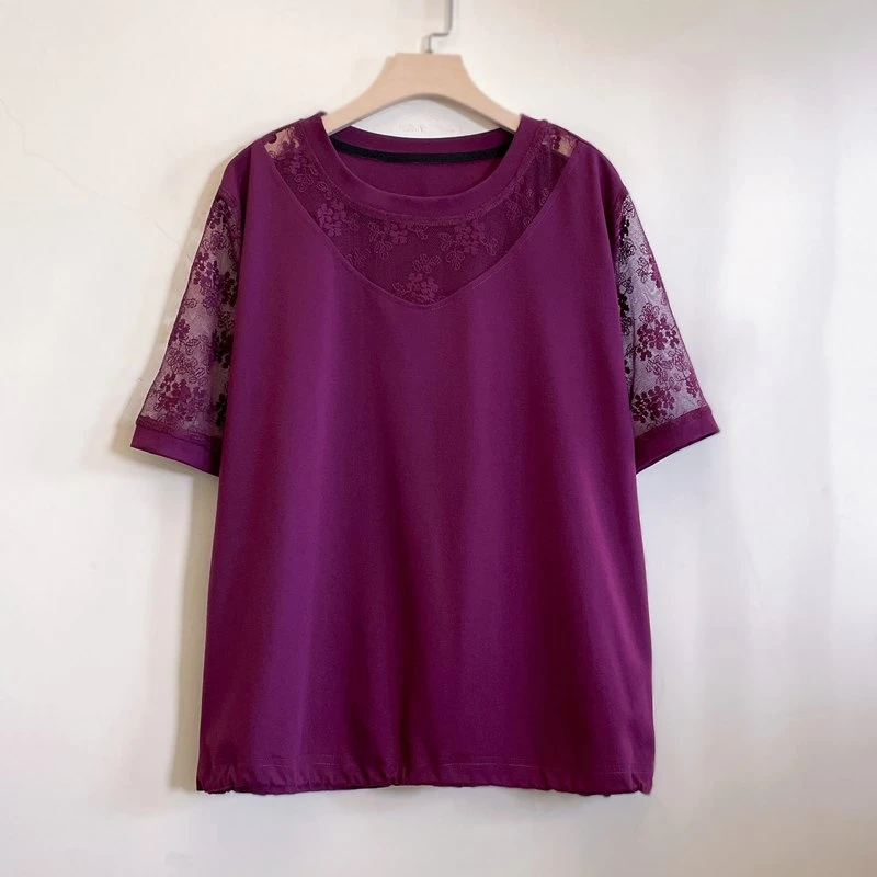 年轻中年妈妈装夏季显瘦遮大码休闲棉短袖T恤2025新款YX105753