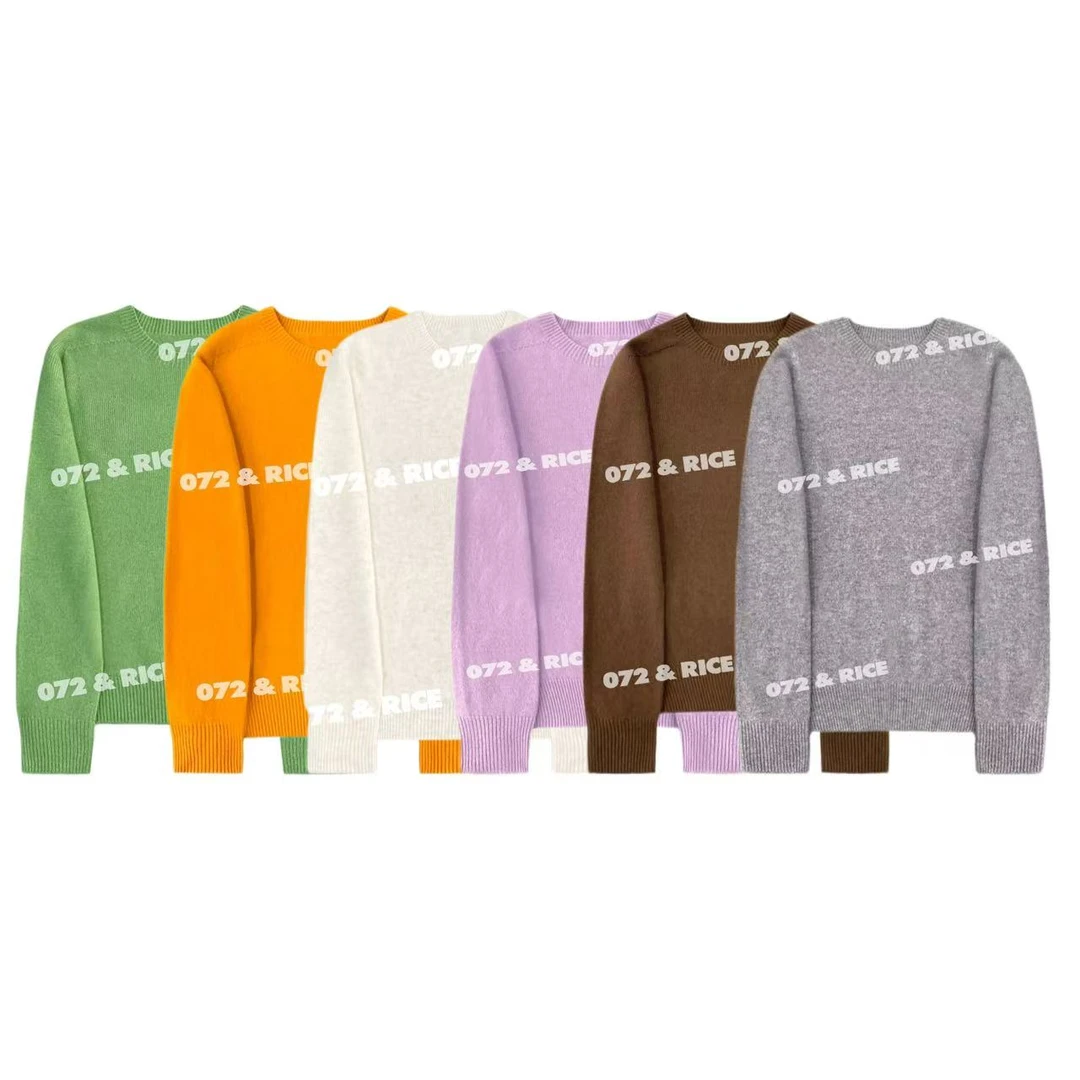 072 & RICE【彩色羊圆领】100羊毛 秋季休闲圆领针织衫 A-32ZS10