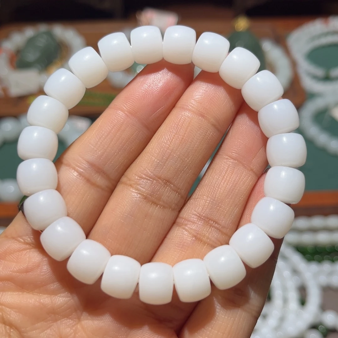 和田玉未镶嵌手链白玉8*10直切药片