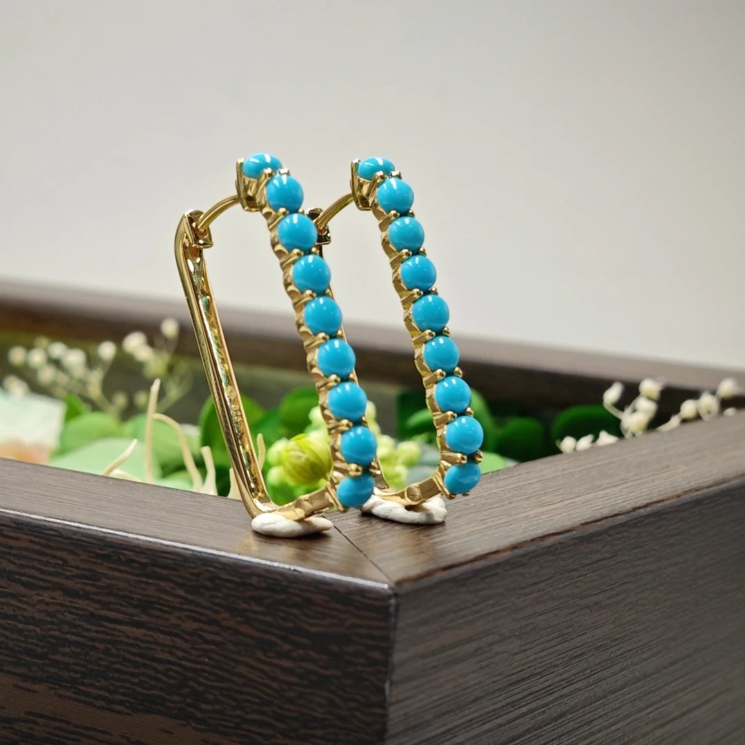 S925银绿松石耳环气质简约别致