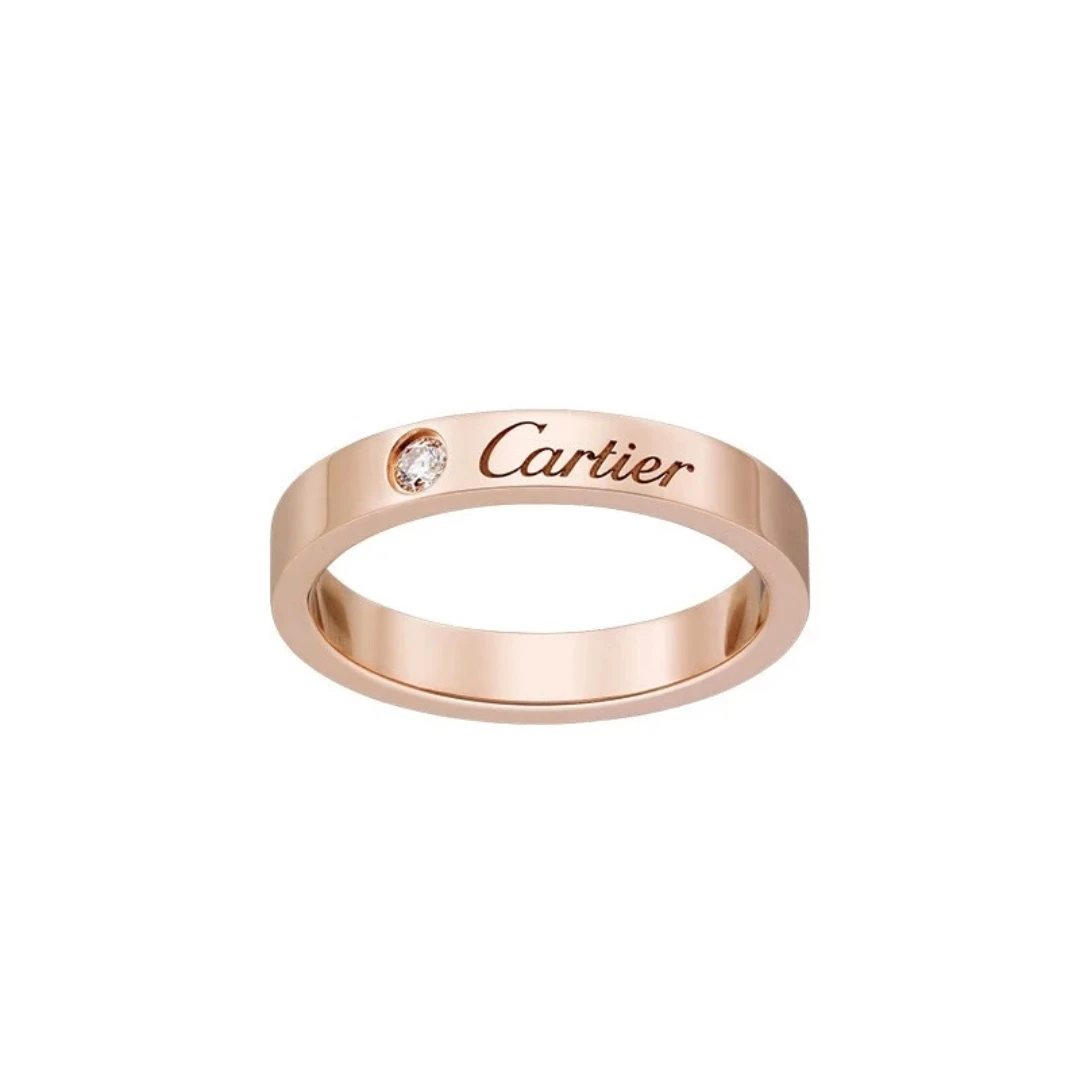 99新 Cartier/卡地亚 戒指 3mm签名款单钻戒指 男女同款