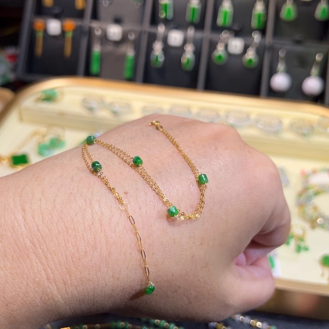 翡翠18K金镶嵌颈饰手链