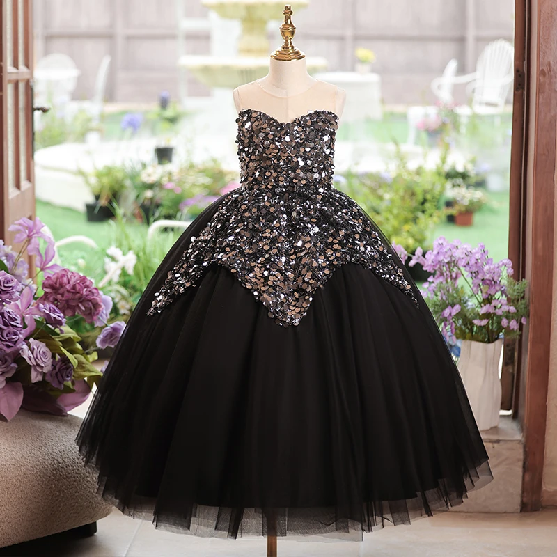 女童礼服轻奢小众高端儿童公主裙花童小女孩演出服钢琴演小主持人