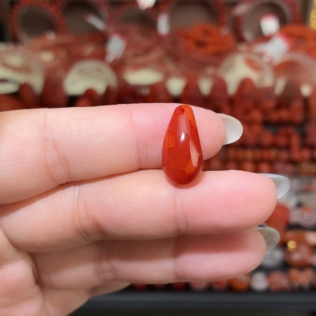 南红玛瑙未镶嵌颈饰9咪火焰卡子