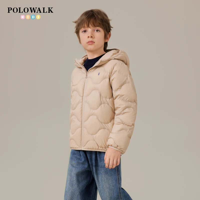POLOWALK2025秋冬新品男童时尚休闲保暖简系连帽羽绒服W531K0211