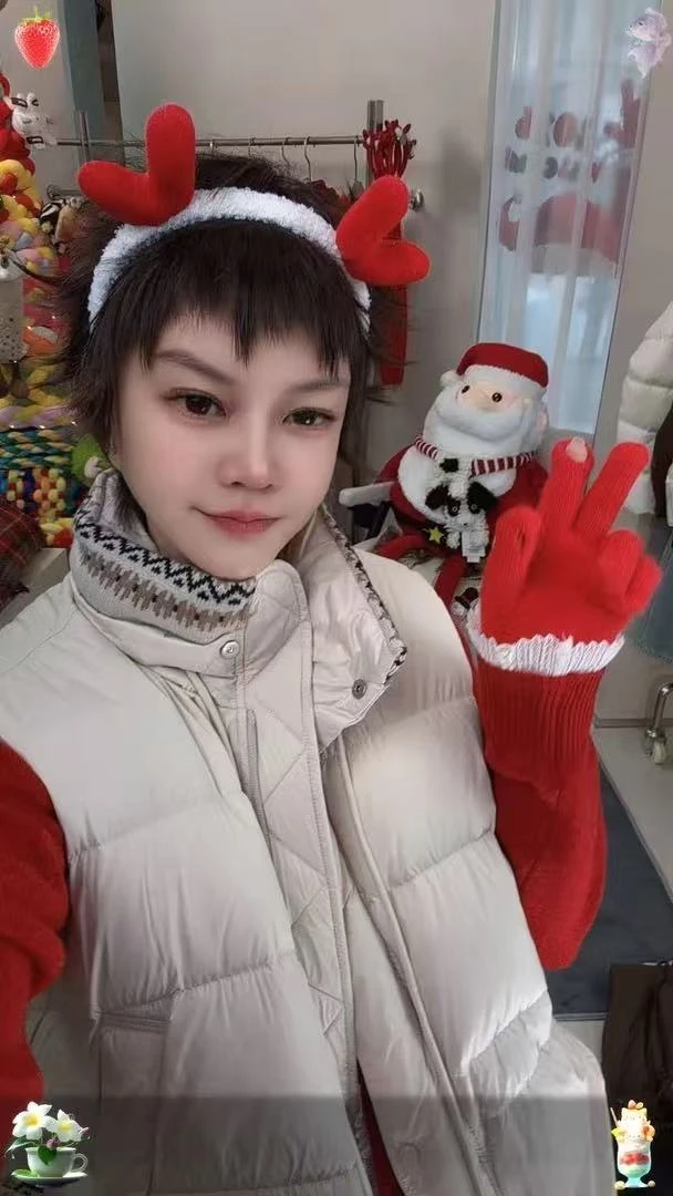 【济州岛】立领费尔岛针织拼接抽绳蓬松时尚白鸭绒马甲 99010