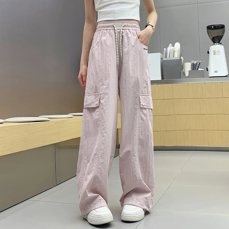 儿童秋装2025新款大女童装宽松裤子休闲工装裤夏季薄款阔腿直筒裤