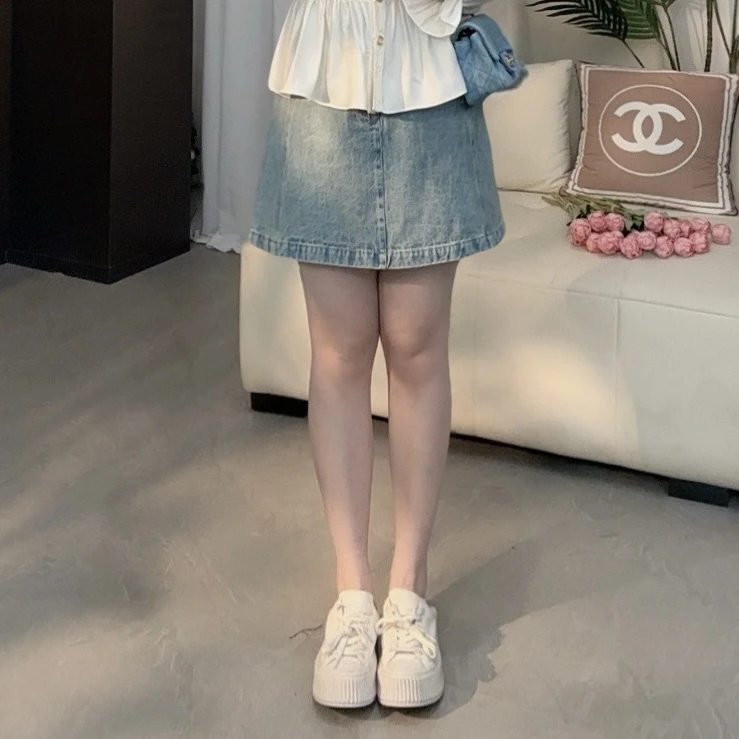 楠序乔乔微胖女装2025秋新款时尚百搭显瘦宽松牛仔半身裙DD10123