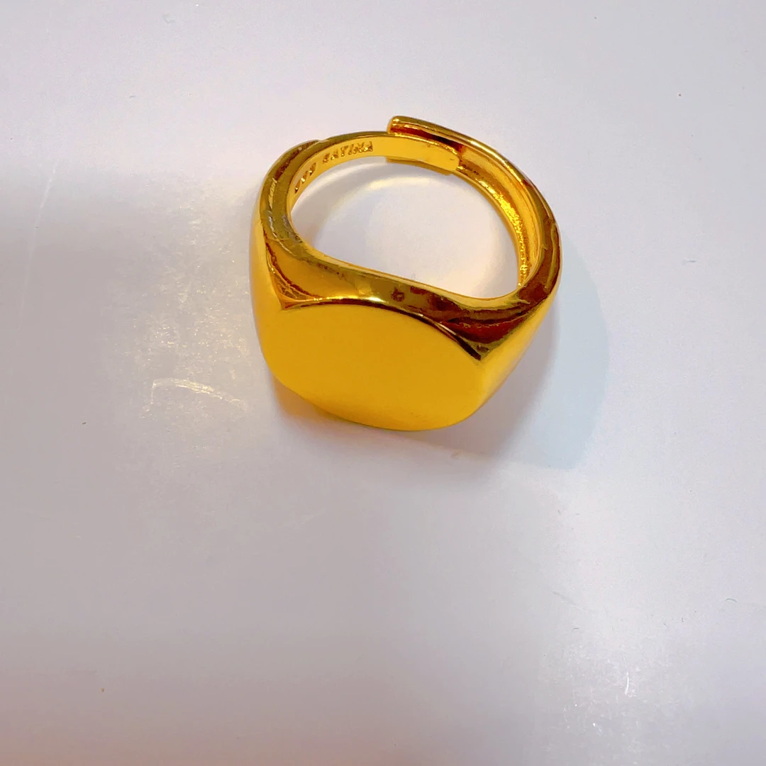 合金戒指 金色活口女磨砂简约百搭亮面金戒潮流男戒素款轻奢黄色