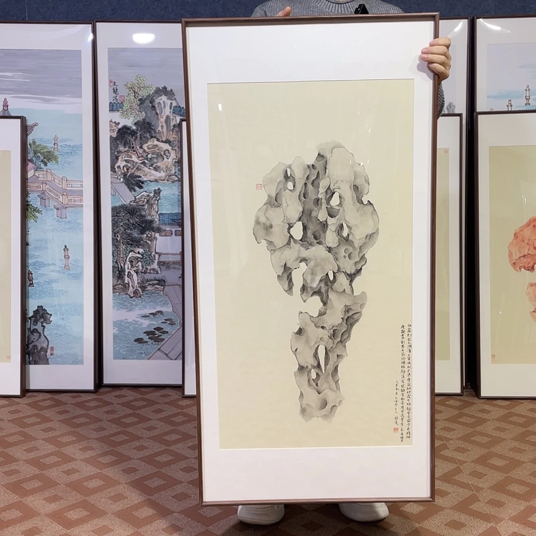 国画手绘画作品带框60/120