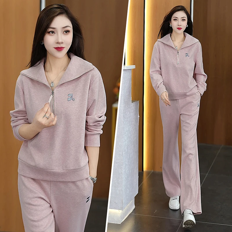 粉色女士高端品牌运动服套装女秋季2025新款时髦时尚洋气超火秋装