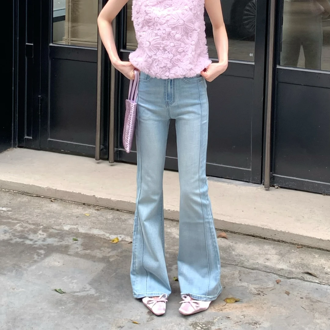 赵小小【版型巨赞！不挑身材】爆款微喇裤高腰显瘦牛仔裤女X-97010