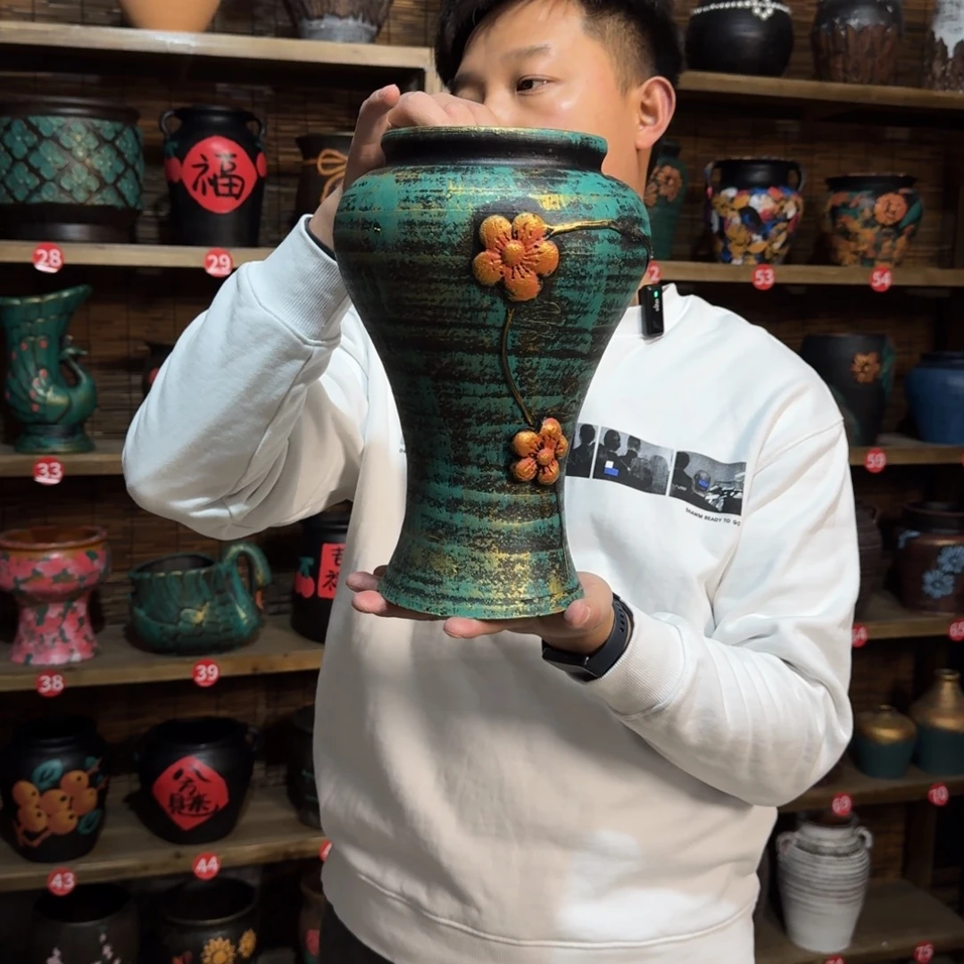 带孔高端浮雕花盆高度口径