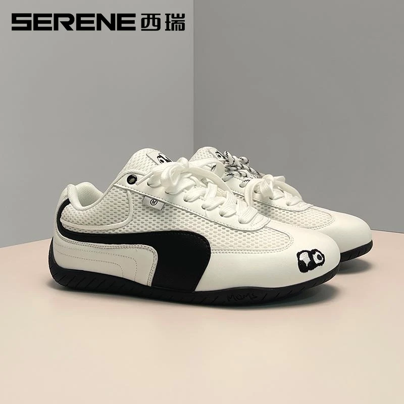 西瑞女鞋熊猫刺绣小白鞋男女款经典德训鞋薄底运动休闲鞋子潮流款