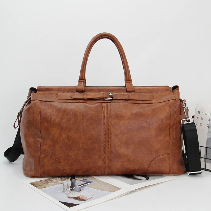 男士复古旅行包单肩斜跨包欧美大容量行李包手提包旅行袋健身包潮