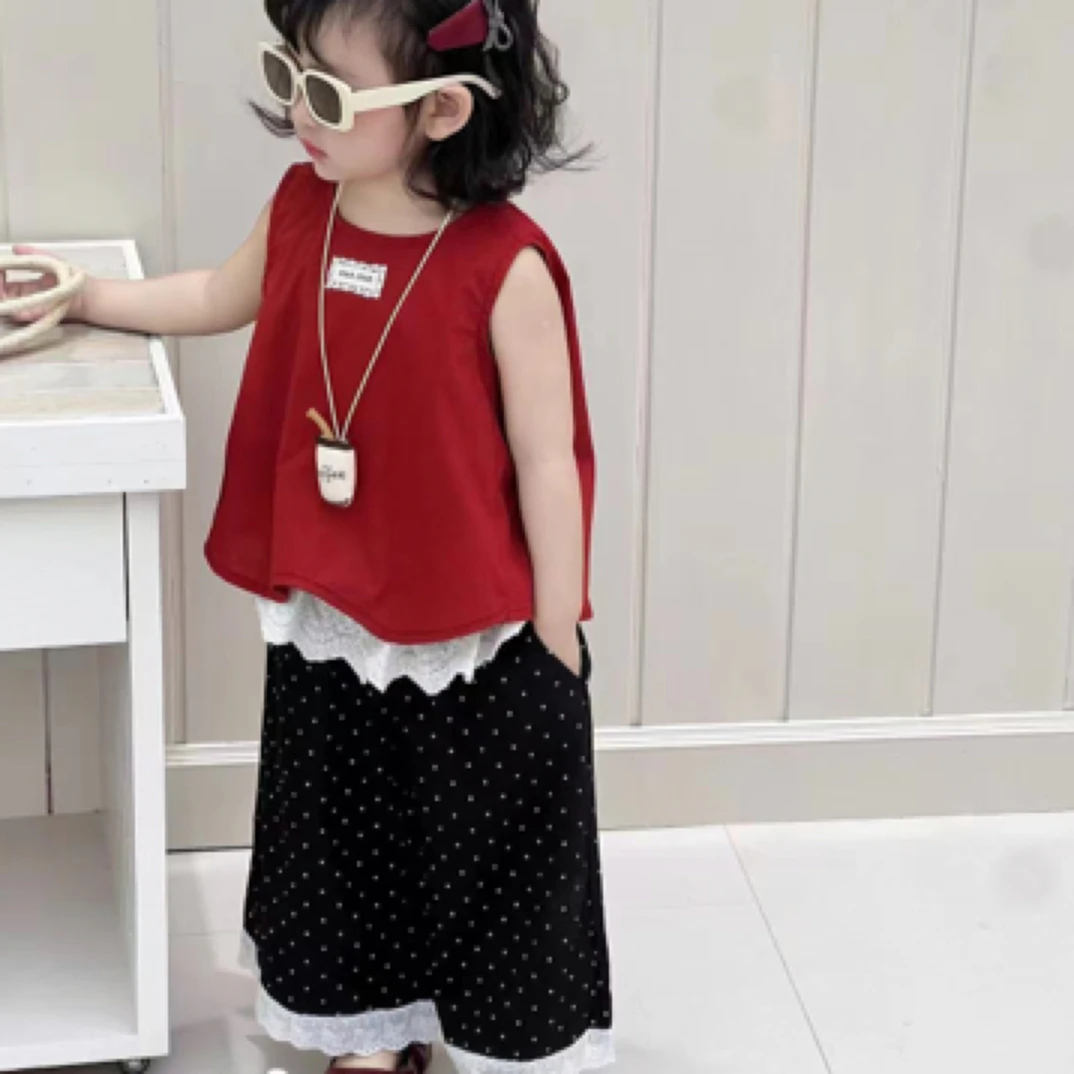 女童韩系花边三件套套装（扣号备注编码下单）