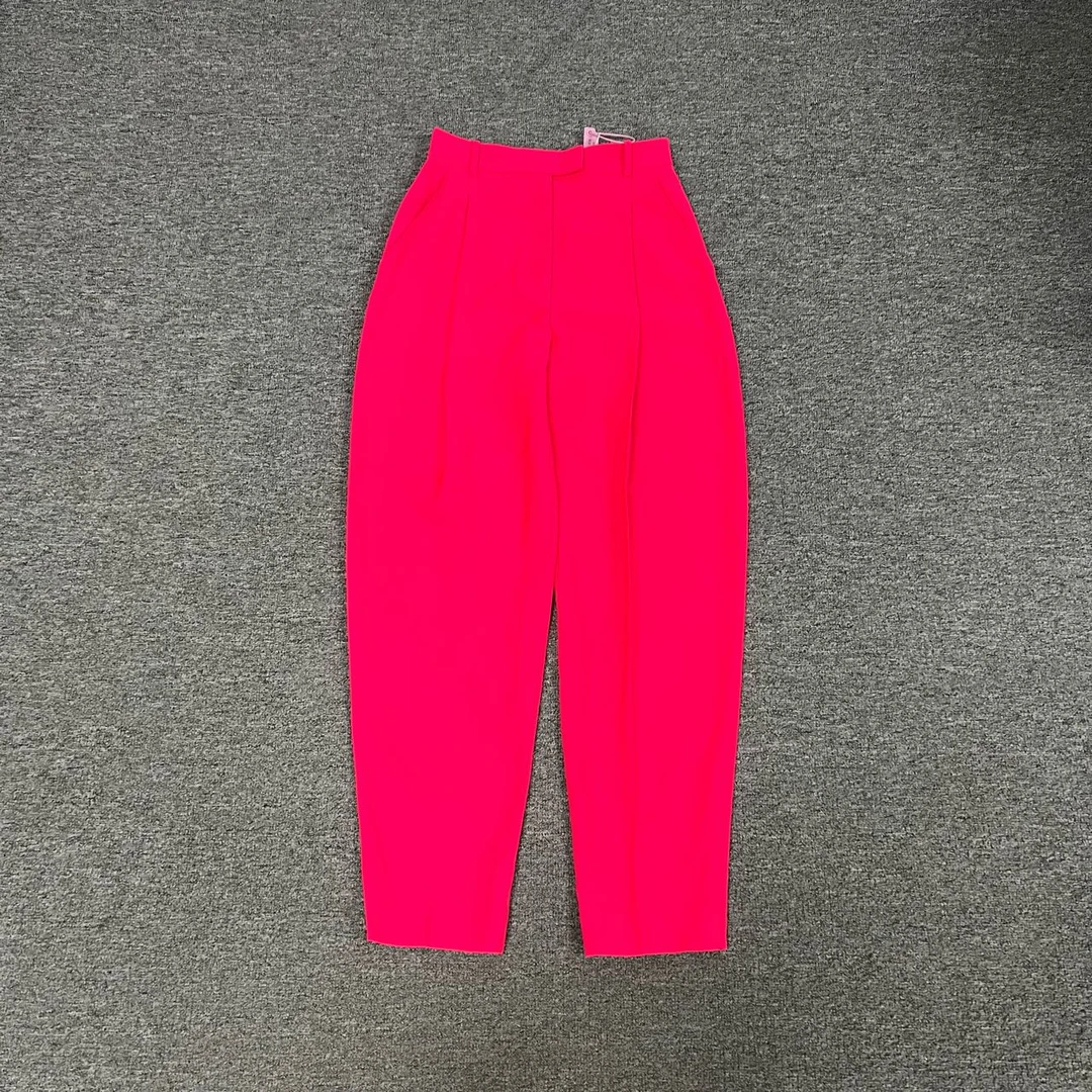 99新 Alexander McQueen/亚历山大·麦昆 麦昆 玫红色裤子